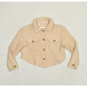 Levi's Women Button Shirt Cropped Jacket Viscose Beige Size XS Long Sleeve